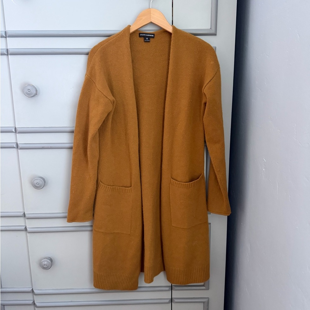 State Cashmere Women's Mustard Open Front Cardigan barely worn